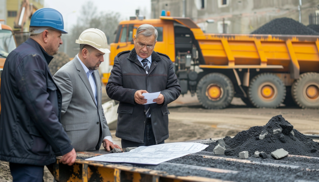 technical support operators repairing asphalt plant