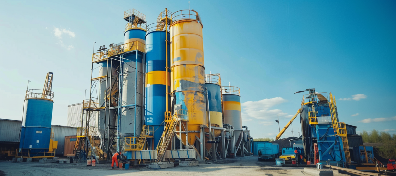 technical support operators repairing asphalt plant